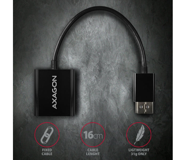 Axagon RVD-VGN, DisplayPort - VGA adapter, FullHD, 1920*1200 - 1353450 - zdjęcie 2